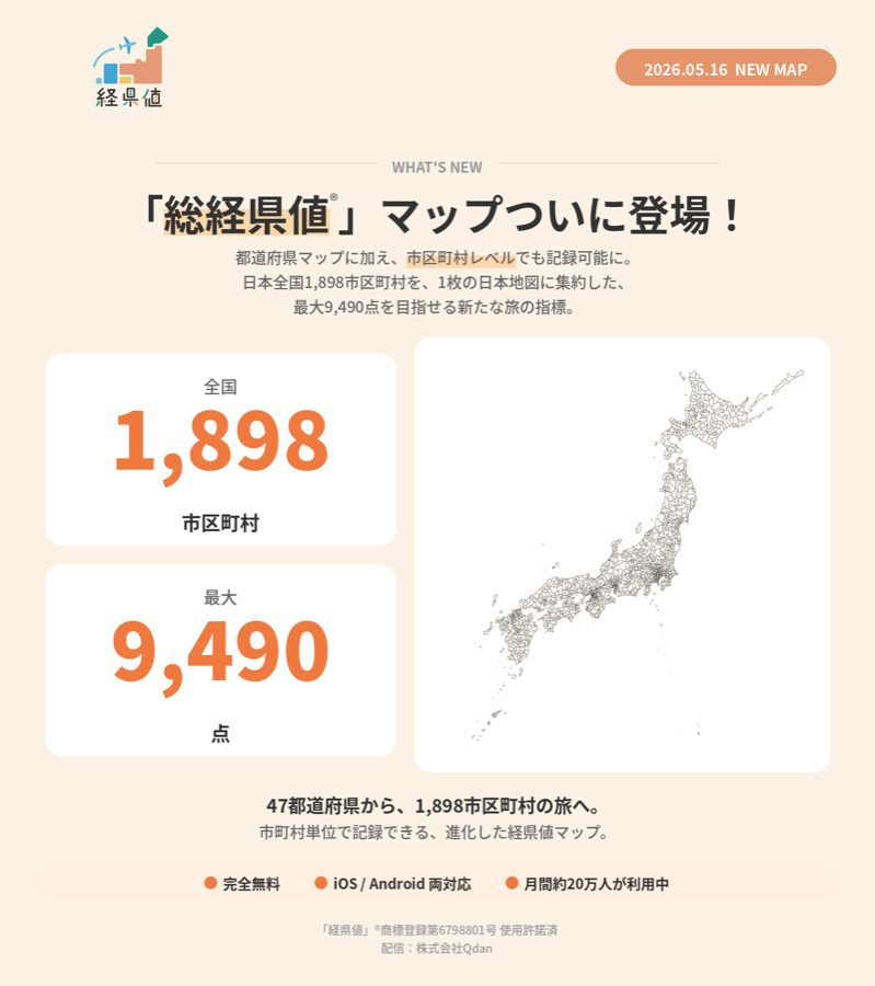 総経県値バナー — 市区町村レベルの経県値マップ